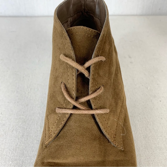 Xappeal Kai Faux Suede Neutral Rich Cognac Brown Lace-Up Ankle Booties - Size 9 - Picture 11 of 14